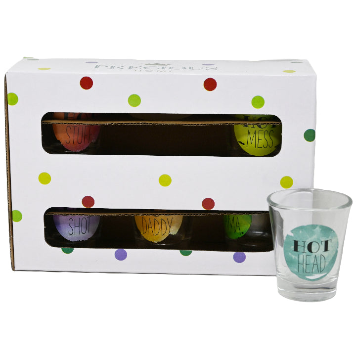 6pc 1.7oz HOT SHOT GLASS SET C/P 12