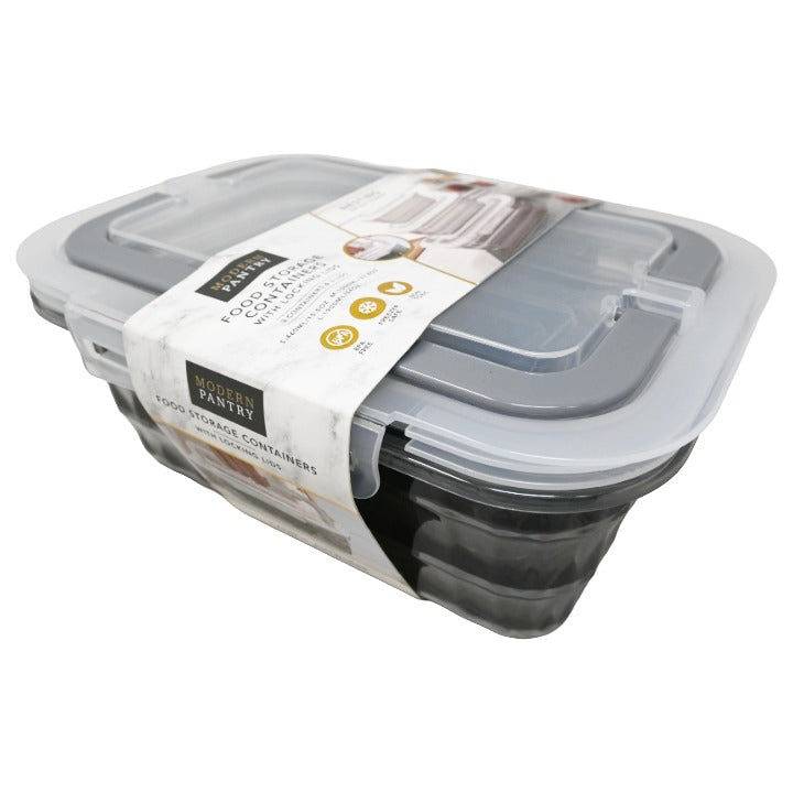 3pk Gry Rect Food Storage C/P 12
