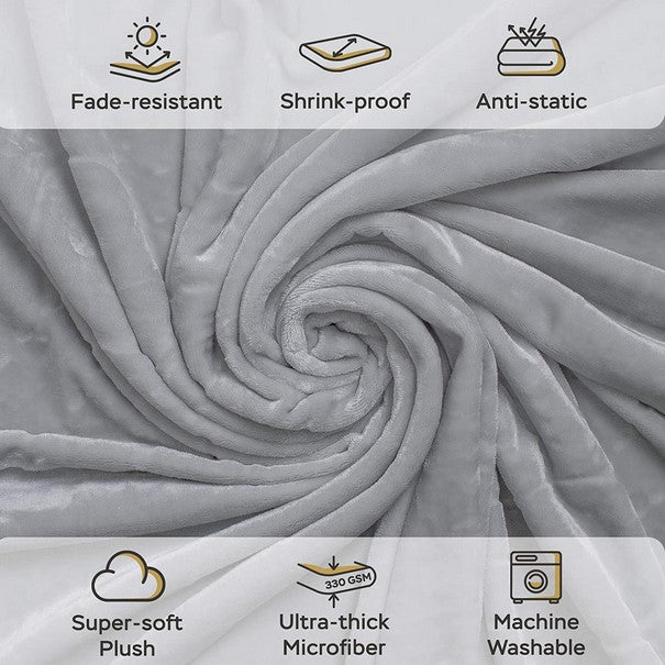 90"X90" SUNSHINE GREY QUEEN SIZE THROW BLANKET C/P 6