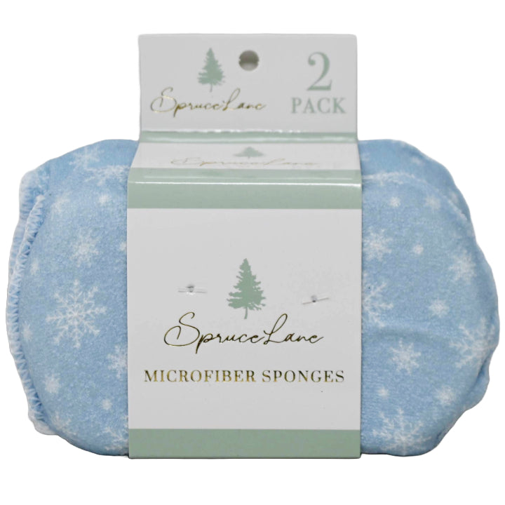 2pk Blue with White Snowflake Printed Sponges C/P 24