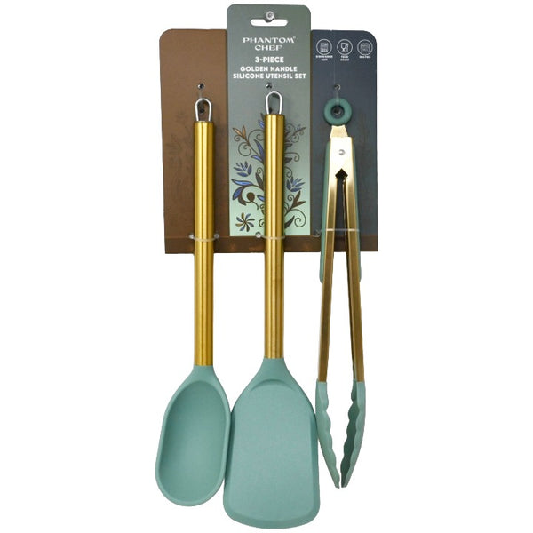 3pc Sge Gld Turner Tong Spoon Set C/P 12 Phantom Chef