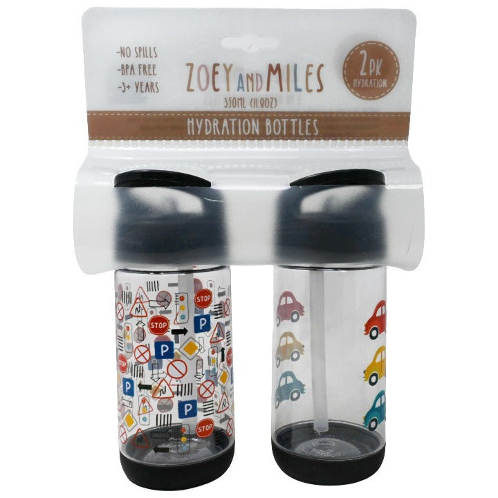 Kids 2pk Cars Bottle C/P 12 Zoey & Miles