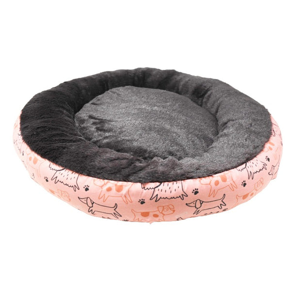 21.5"RND DITSY DOG PRINTED PET BED C/P 12