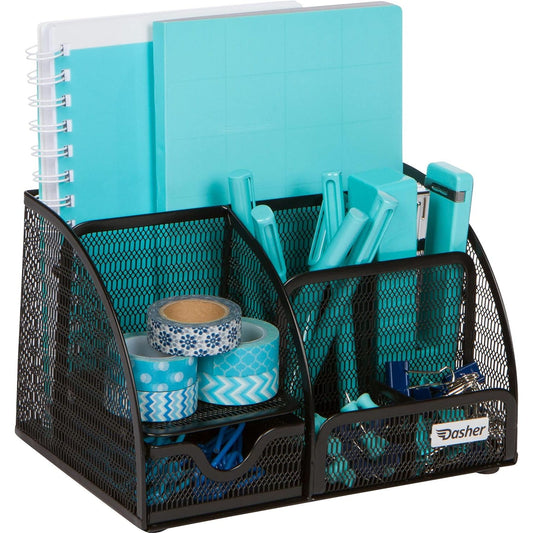 Office Desk Organizers and Accessories - 6 Compartment Black Mesh C/P 24