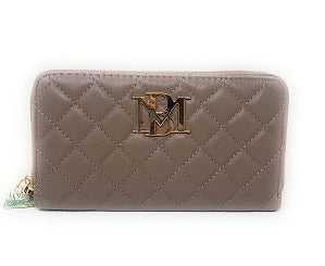 Badgley Mischka Diamond Quilting Long Wallet-Taupe C/P 50