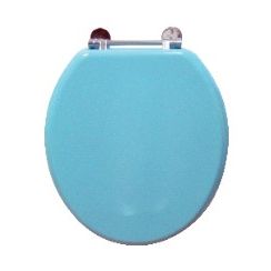 *OUTSIDE OF CA*Toilet Seat Premium MDF Lt Blue with Metal Hinges C/P 6
