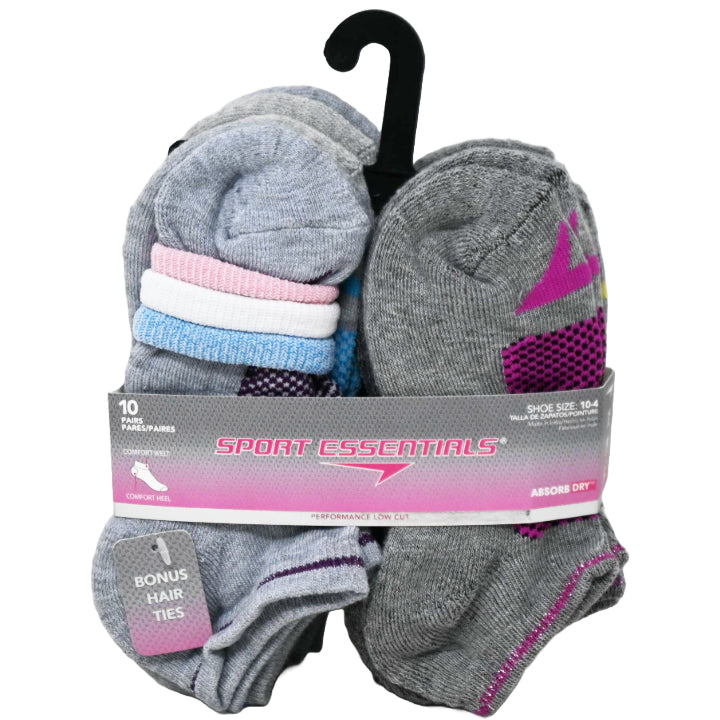 10pk GIRLS SPORT ESSENTIALS MULTI STRIPE GWP SOCKS SIZE 6-8 C/P 60