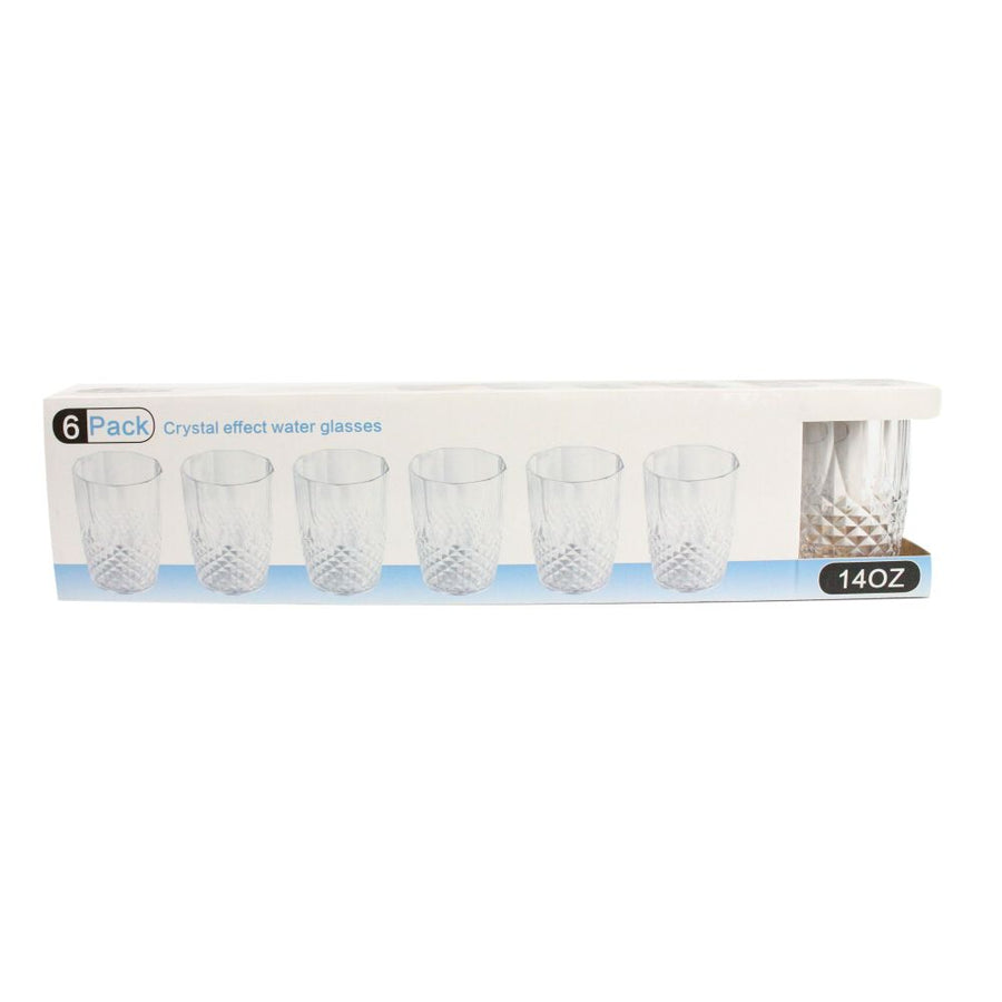 PLASTIC CRYSTAL EFFECT GLASS SET 6PC SET 14OZ DIAMOND C/P 12