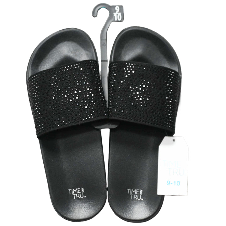 LADIES BLACK SLIDE SANDAL W/BLING SIZE 9/10 C/P 12