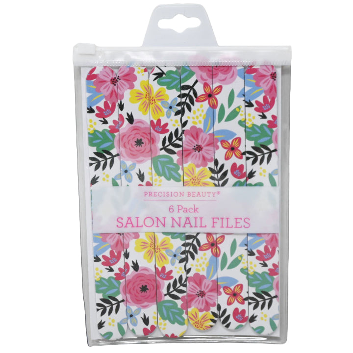 6pc SALON NAIL FILE SET FLOWERS PRINTED C/P 144