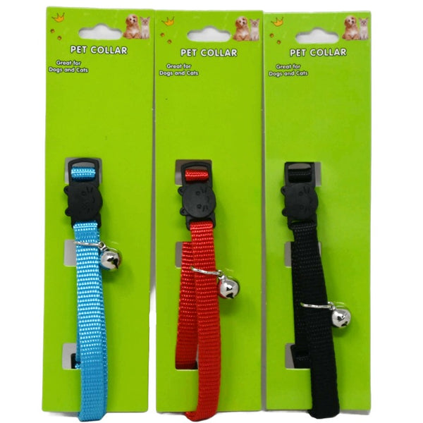 Asst Sm Collar Solid Color w/Bell (Cat or Small Dog) C/P 24