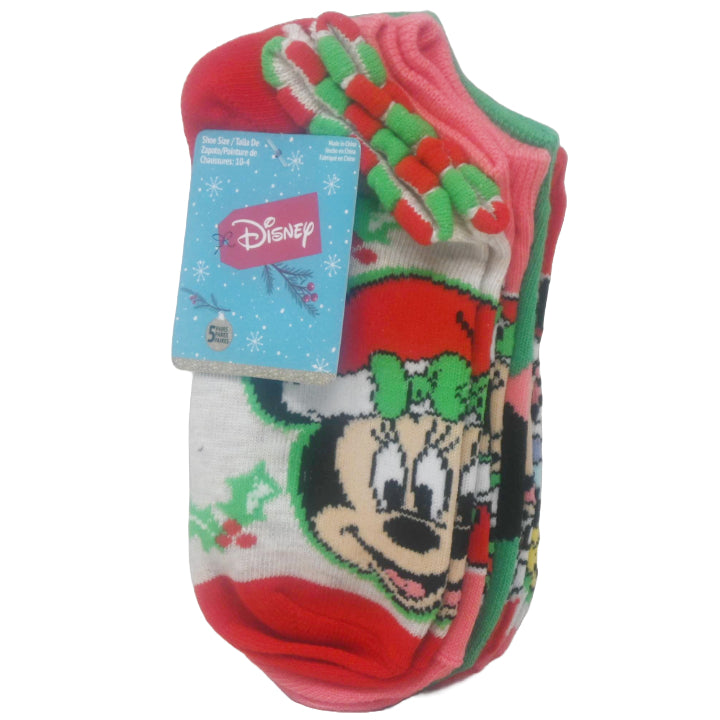 5pk MINNIE MOUSE MERRY SEASON NS SOCKS SIZE 6-8 C/P 60