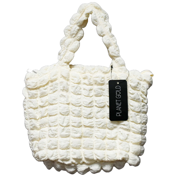 IVORY QUILTED SATCHEL HANDBAG C/P 12