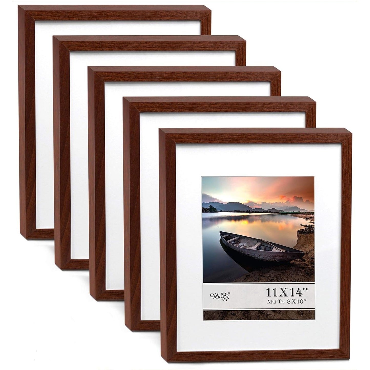 5PK 11"x14" WALNUT WOOD FRAME FOR 8"x10" PHOTOS C/P 3