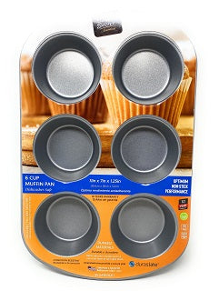 Baker's Secret 11in 6 Cup Muffin Pan, Duraslate Non Stick C/P 12