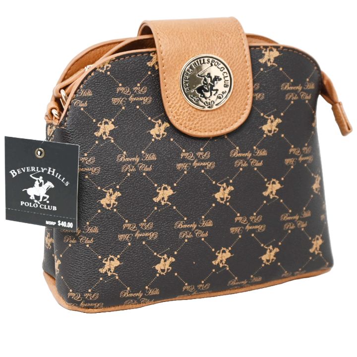 BHPC BROWN MULTI COMPARTMENT BAG W/ZIPPER CLOSURE MIDDLE COMPARTMENT C/P 12