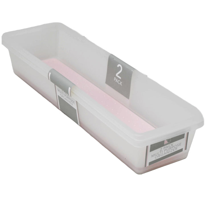 2pk Pink Drawer Organizer with Grey TPR 13x3.62x2.36" C/P 12
