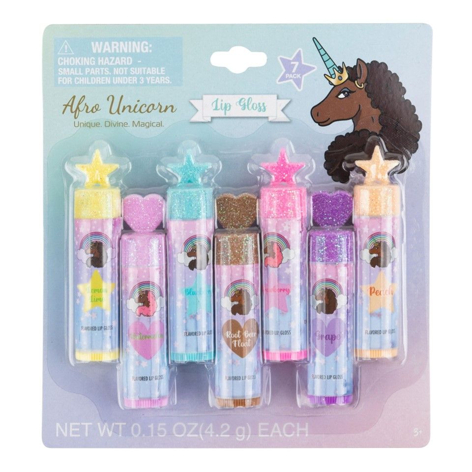 7pc 0.15oz AFRO UNICORN LIP GLOSS C/P 48