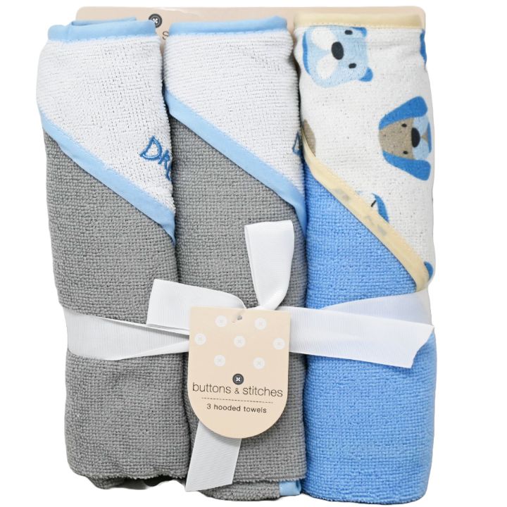 3pk ROLLED HOODED TOWEL -JAWSOME C/P 24