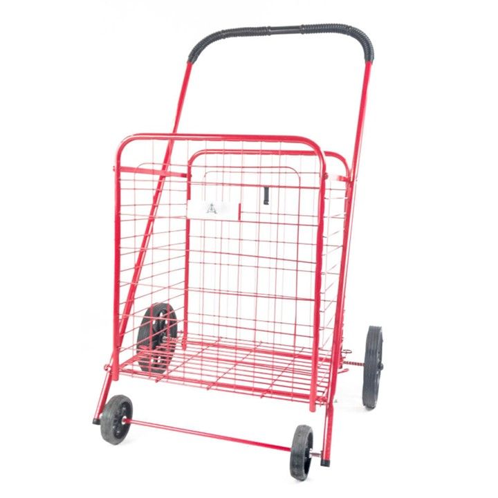 *OUTSIDE OF CA* Cart Lg Shopping Cart Red 4 Rubber Wheel Collapsible C/P 4