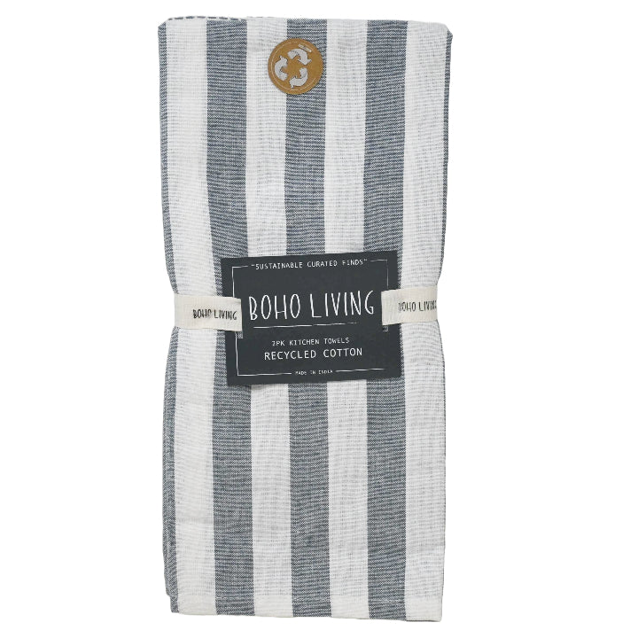 18x28" Blue and White Set of 2 Striped Textured Weave Kitchen Towels C/P 36