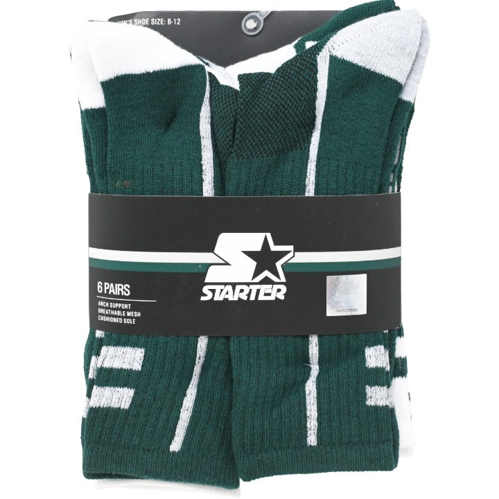 6pk Mens Gr/W/G Asst Athl Stadium Crew Socks C/P 24 STARTER