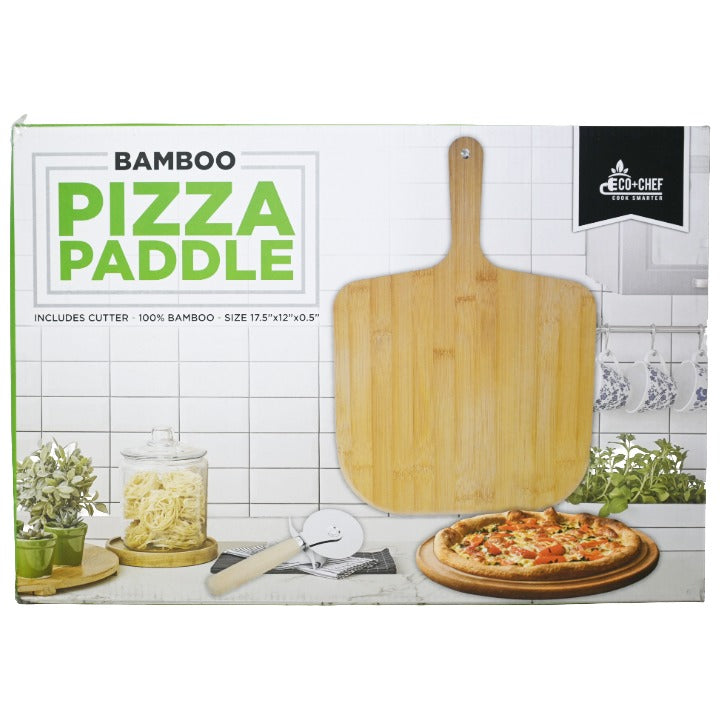 Bamboo Pizza Paddle w/Cutter C/P 10 Eco and Chef