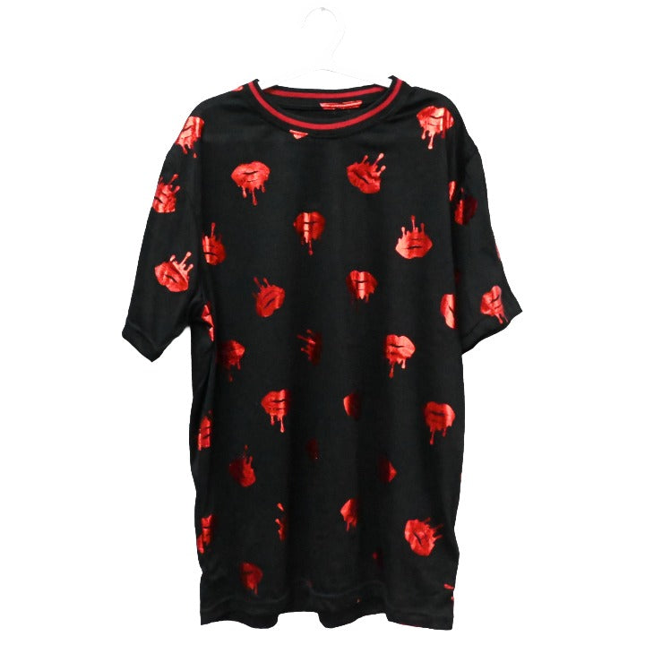 Blk Red SS Lips Tee C/P 60 Drill Clothing Co.