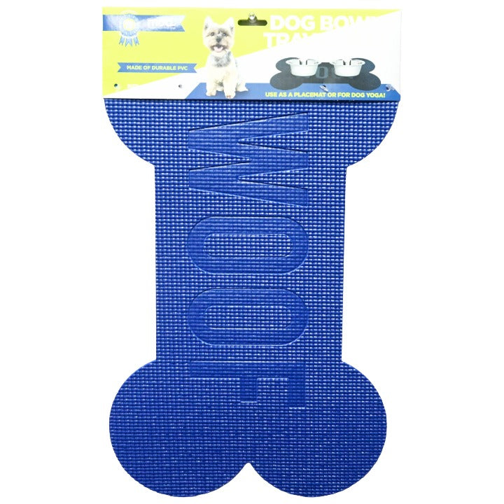 DOG FEEDING MAT 24X16" WOOF NAVY C/P 48