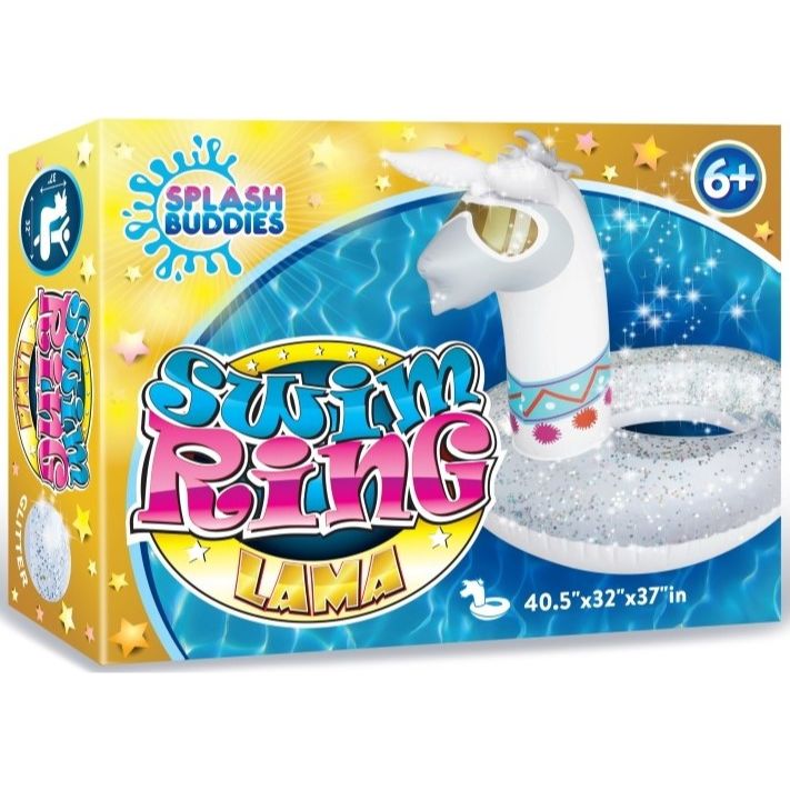 INFLATABLE LLAMA GLITTER POOL FLOAT RING C/P 12
