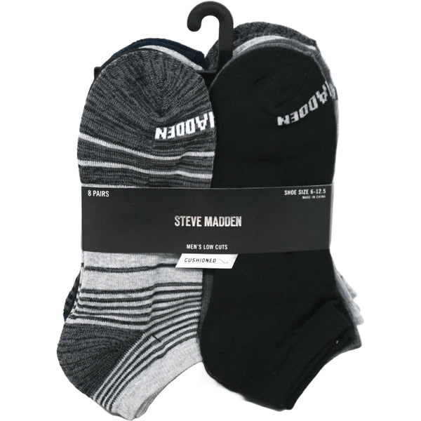8pk MENS HALF CUSHION LOW CUT SOCKS SIZE 10-13 STEVE MADDEN C/P 24