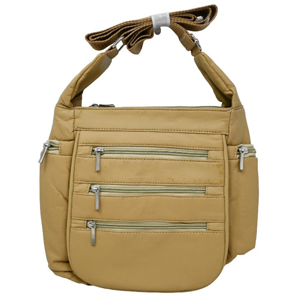 *NO CA* TAN LEATHER SHOULDER BAG (NO UPC) C/P 40