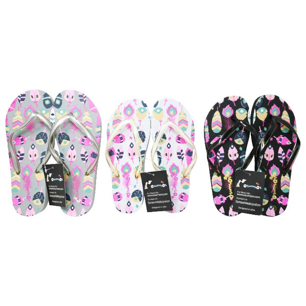 *OUT OF CA* WOMEN FLIP FLOPS wPRINT 3-ASST COLOR/6-ASST SIZE SIZE C/P 36