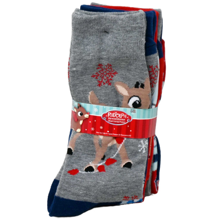 5pk RUDOLPH UNIQUE FAMILY CREW SOCKS SIZE 10-13 C/P 60