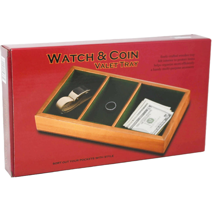 3-COMP WOODEN VALET TRAY ORGANIZER C/P 24