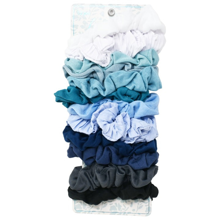 Lisa O and CO 12pc Teal Asst Hair Scrunchies (Fashion Fabrics) Peg Card C/P 72