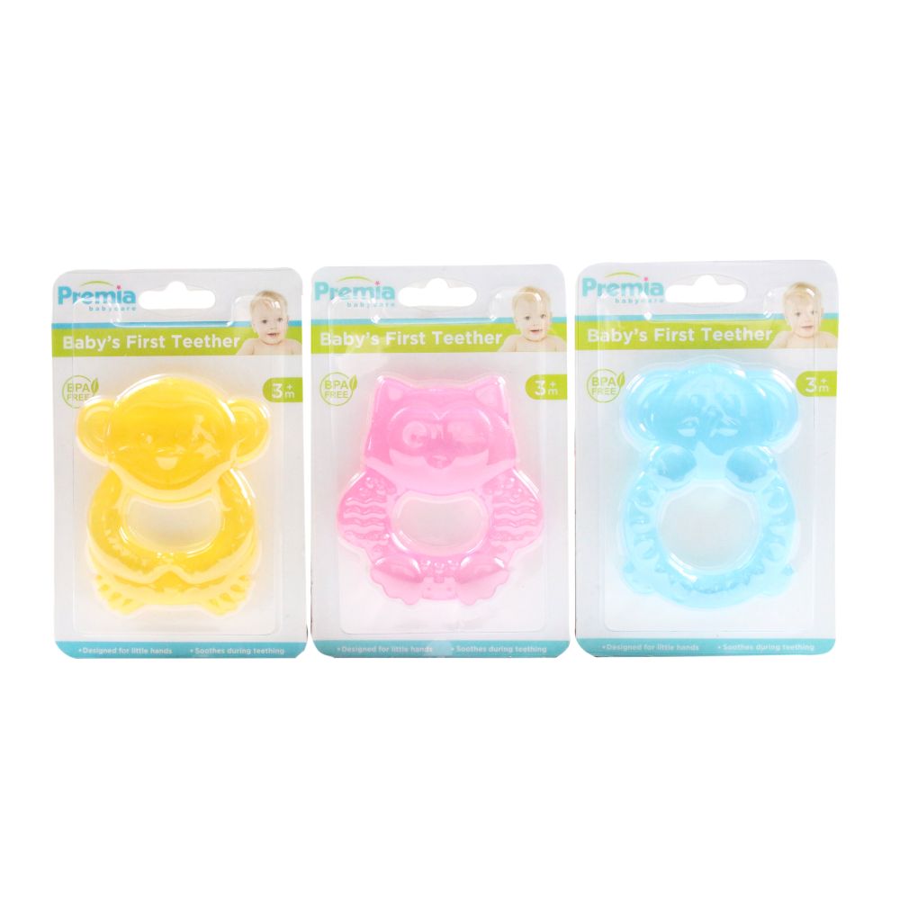 Premia Water Filled Teether, Assorted Color, Assorted Owl/Monkey/Elephant, Blue Master Carton Code: 20679 C/P 24