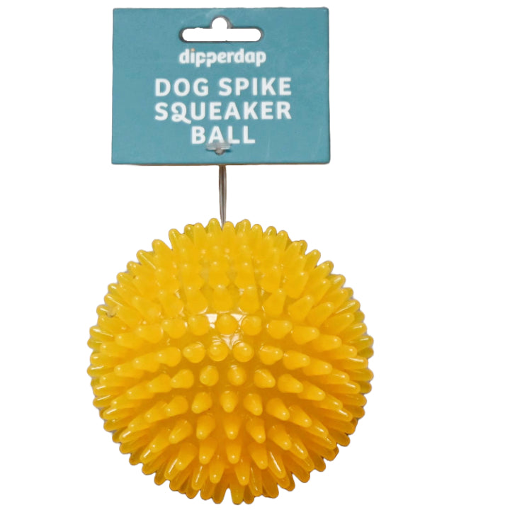DOG SPIKE SQUEAKER BALL YELLOW C/P 36