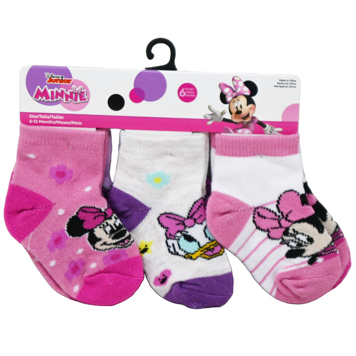 6pk 6-12m MINNIE MOUSE VINTAGE CHARM QRT SOCKS C/P 12