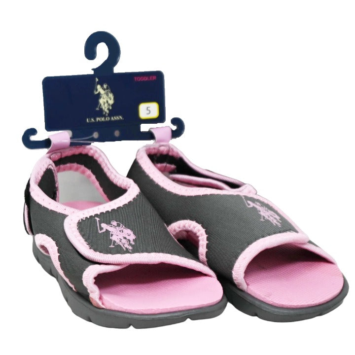 GIRLS 1PK SANDALS BLACK SIZE 5-8 PINK C/P 24 US POLO ASSN