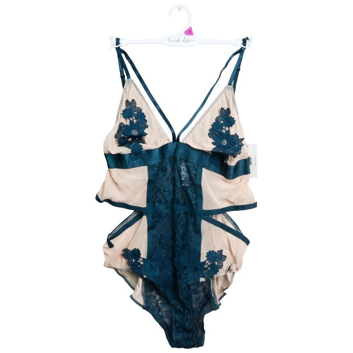 Blu Lace/Mesh Lined Bodysuit C/P 36 French Affair