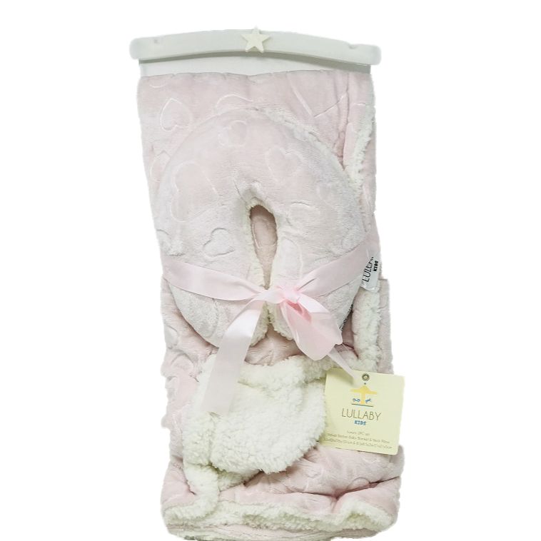 PINK BABY BLANKET W/PILLOW C/P 24
