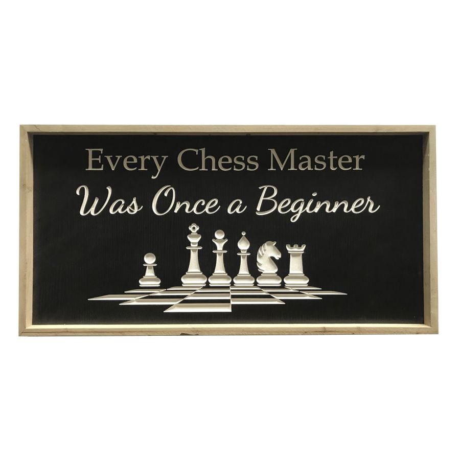 31.5"x16" CHESS MASTER ENGRAVED MDF W/ WOOD FRAME C/P 4