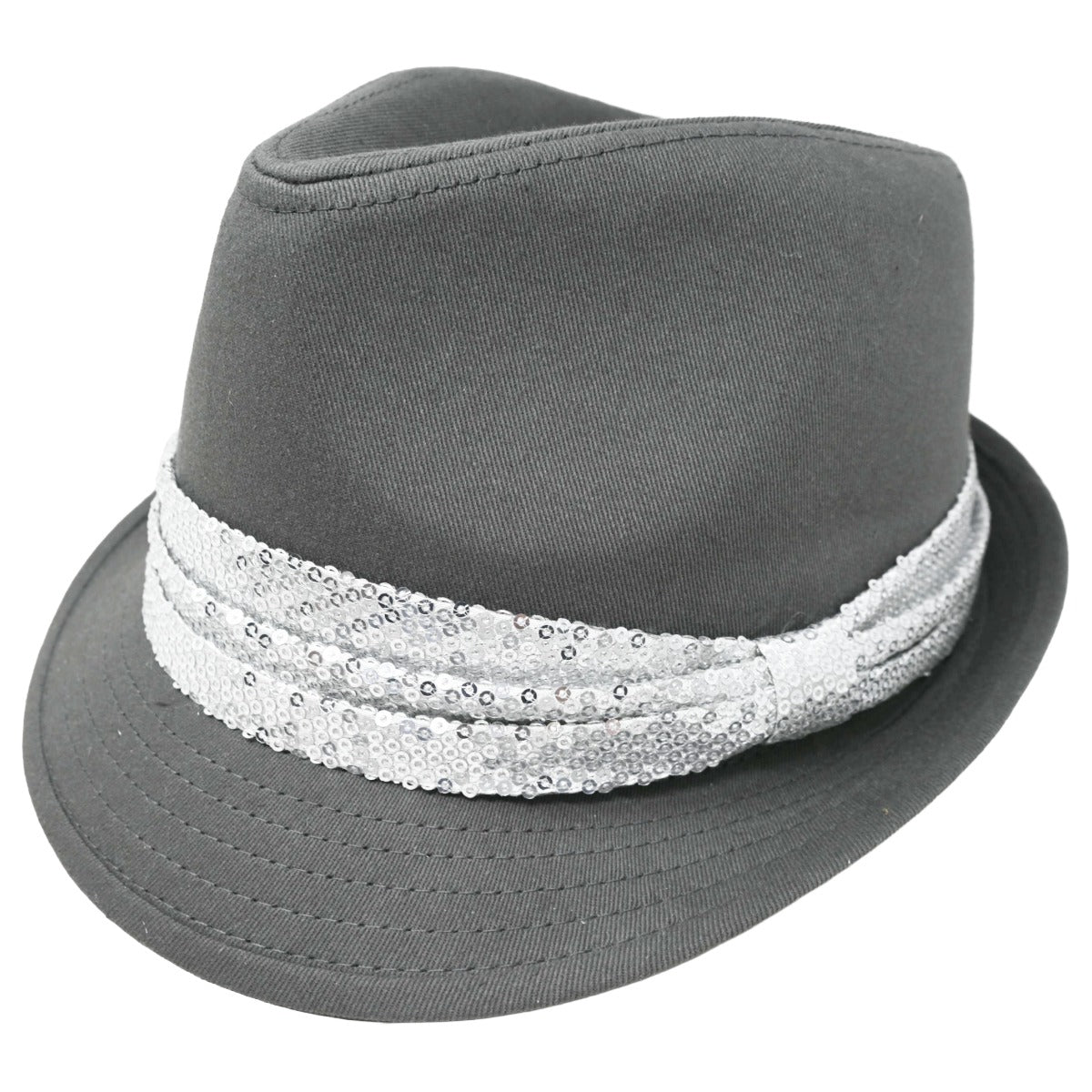 Grey Fedora Slv Sequin Band C/P 48 Nicole Marciano
