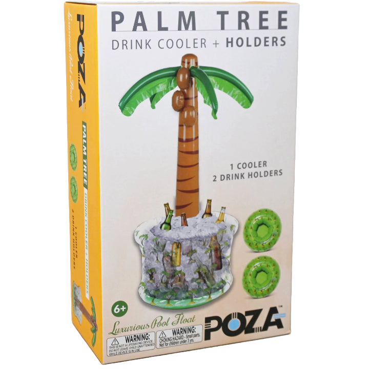POZA - PALM TREE ISLAND DRINK COOLER & 2pc PALM TREE DRINK HOLDER C/P 10