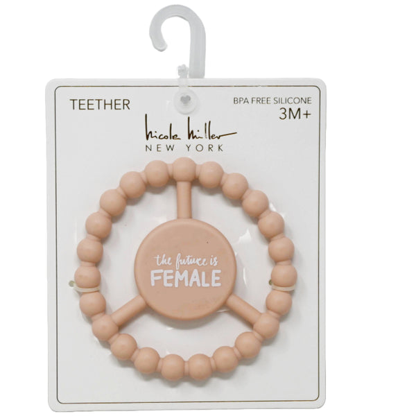 1pc Silicone Peace Teether - Peach "The Future Is Female" C/P 100