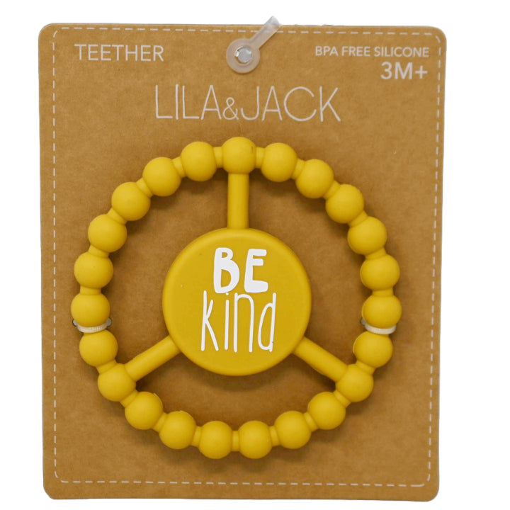 1pc Silicone Peace Teether - Mustard "Be Kind" C/P 100