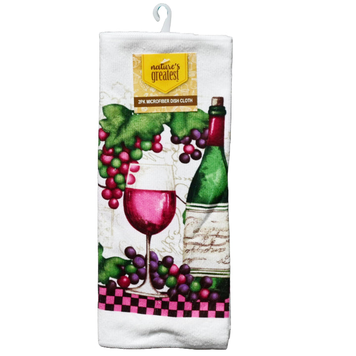 2pc Wine Printed Microfiber Dish Cloth C/P 72
