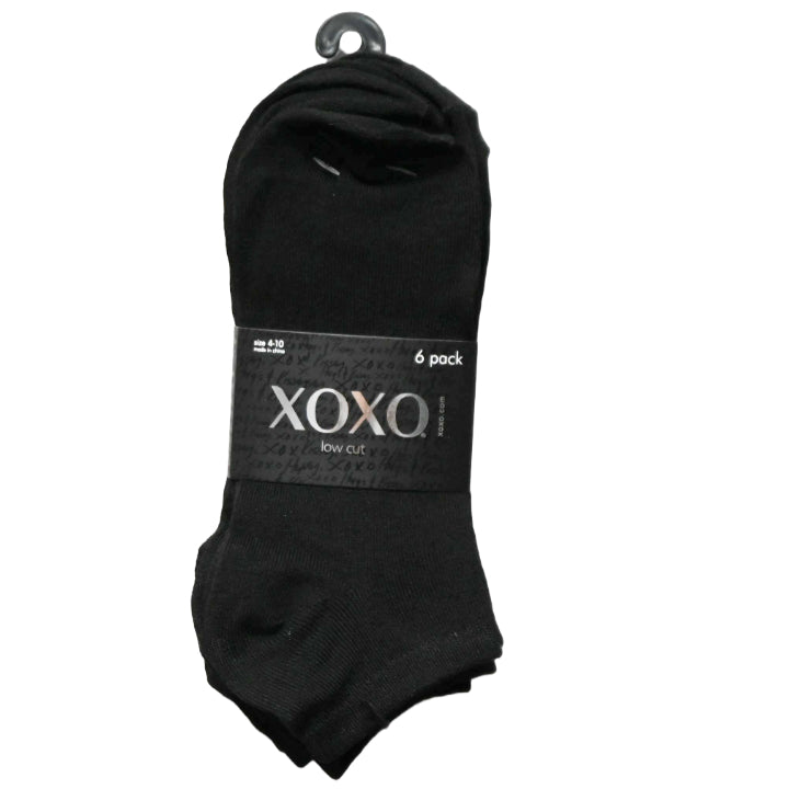 6pk BLACK LADIES XOXO LOW CUT SOCKS SIZE 4-10 C/P 48