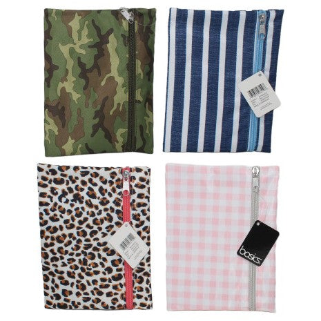 FLAT COSMETIC BAG ASST PRINTS BY CONAIR C/P 32